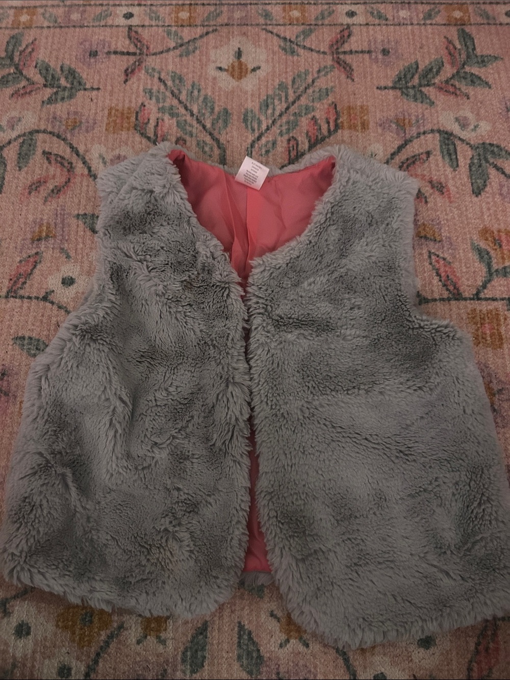 Gymboree Gray Faux-Fur Vest with Pink Lining